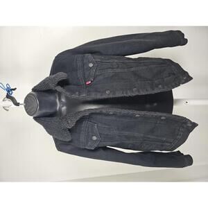 Levi's Black Sherpa-Lined Trucker Denim Jacket